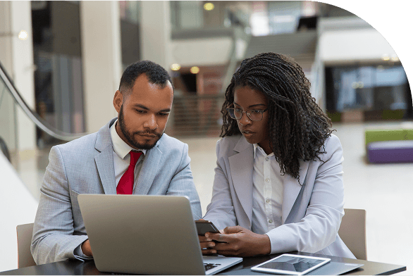Business owners working with ReconXi software